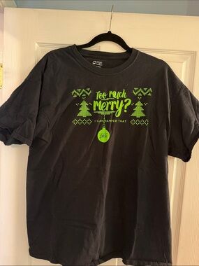 Perfectly Posh Black Tee with Neon Green Holiday Script